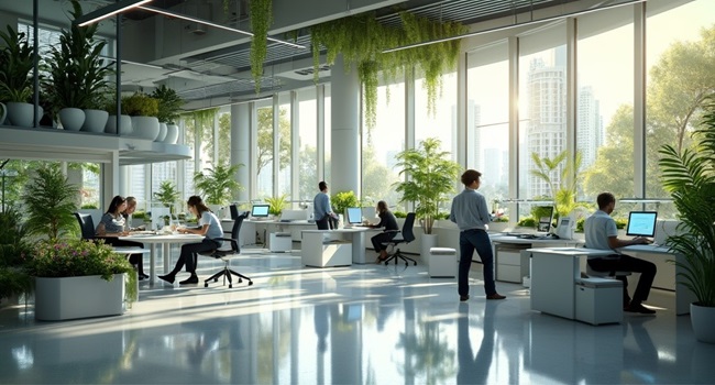  Futuristic office with holograms